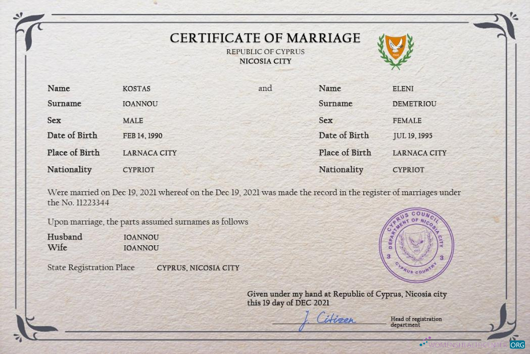 Download Cyprus marriage certificate PSD template Photoshop template